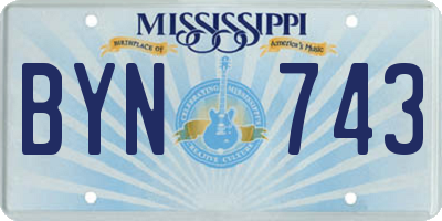 MS license plate BYN743