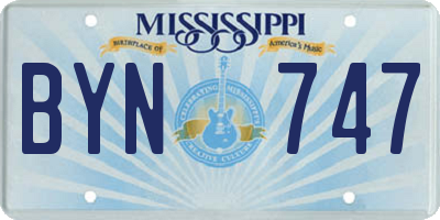 MS license plate BYN747