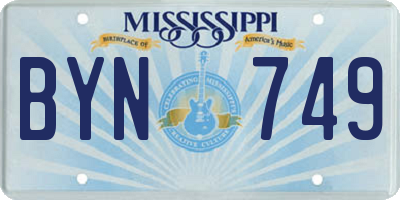 MS license plate BYN749