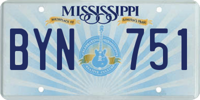 MS license plate BYN751