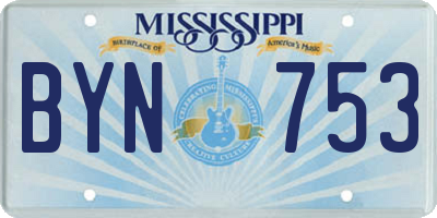 MS license plate BYN753