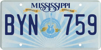 MS license plate BYN759