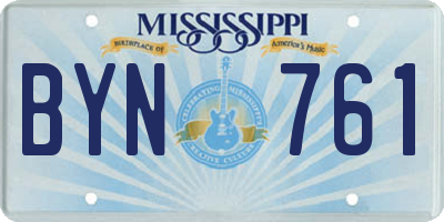 MS license plate BYN761