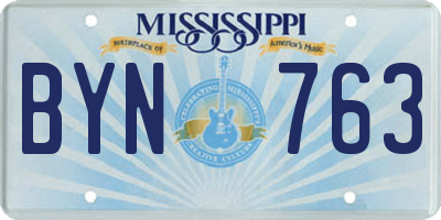 MS license plate BYN763