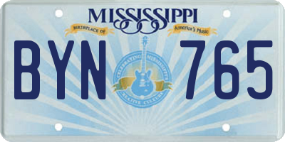 MS license plate BYN765