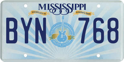 MS license plate BYN768