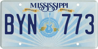 MS license plate BYN773