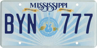 MS license plate BYN777