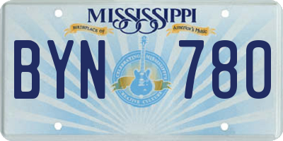 MS license plate BYN780