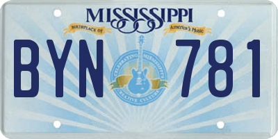 MS license plate BYN781