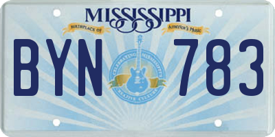 MS license plate BYN783