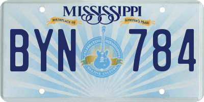 MS license plate BYN784