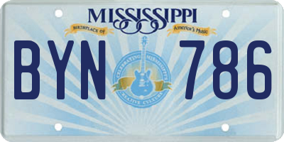 MS license plate BYN786