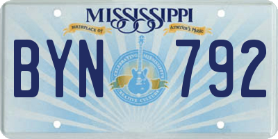 MS license plate BYN792