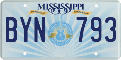 MS license plate BYN793