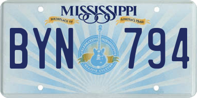 MS license plate BYN794