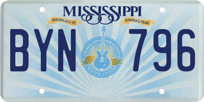 MS license plate BYN796