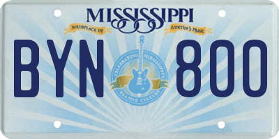 MS license plate BYN800