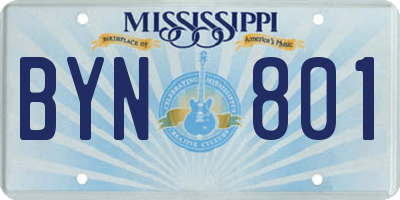 MS license plate BYN801