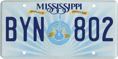 MS license plate BYN802