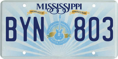 MS license plate BYN803