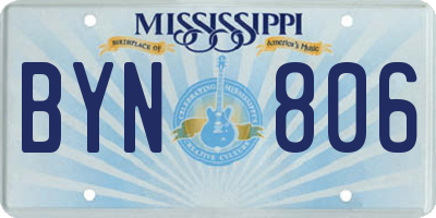 MS license plate BYN806