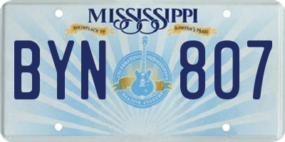 MS license plate BYN807