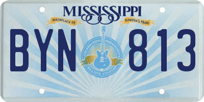 MS license plate BYN813