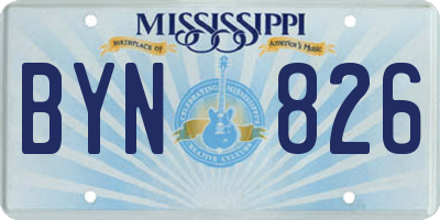 MS license plate BYN826