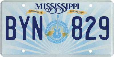 MS license plate BYN829