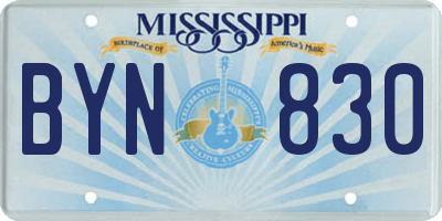 MS license plate BYN830