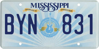 MS license plate BYN831