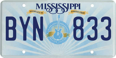 MS license plate BYN833