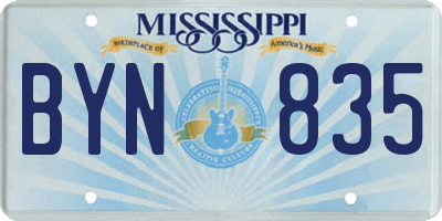 MS license plate BYN835