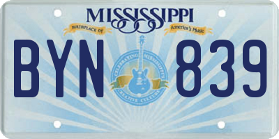 MS license plate BYN839