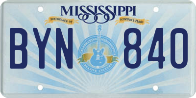 MS license plate BYN840