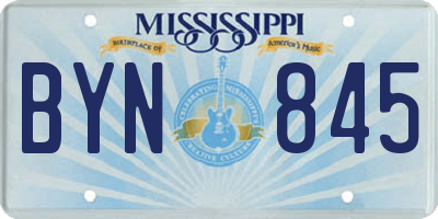 MS license plate BYN845