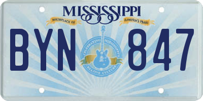 MS license plate BYN847