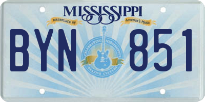 MS license plate BYN851