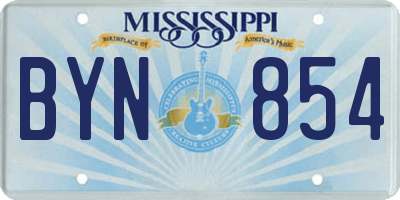 MS license plate BYN854