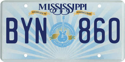 MS license plate BYN860