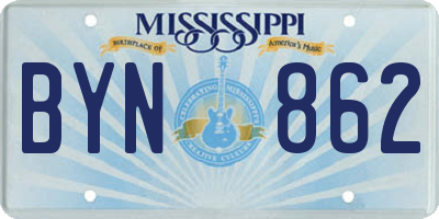 MS license plate BYN862