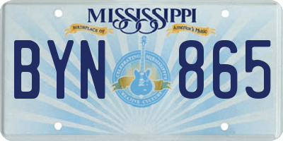 MS license plate BYN865