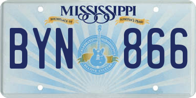MS license plate BYN866
