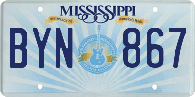 MS license plate BYN867