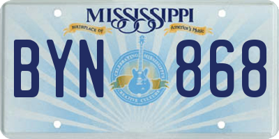 MS license plate BYN868