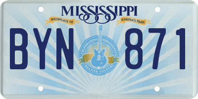 MS license plate BYN871