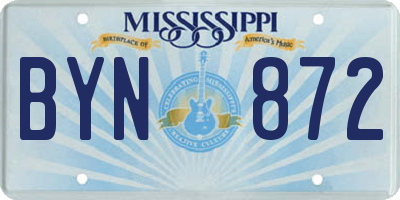 MS license plate BYN872