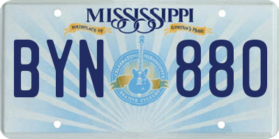 MS license plate BYN880