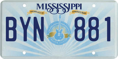 MS license plate BYN881